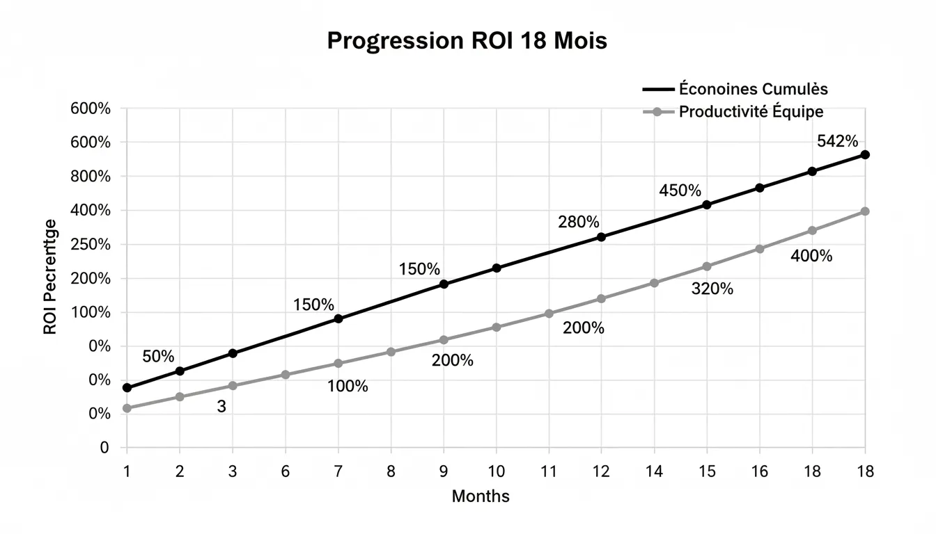 Graphique ROI évolution sur 18 mois