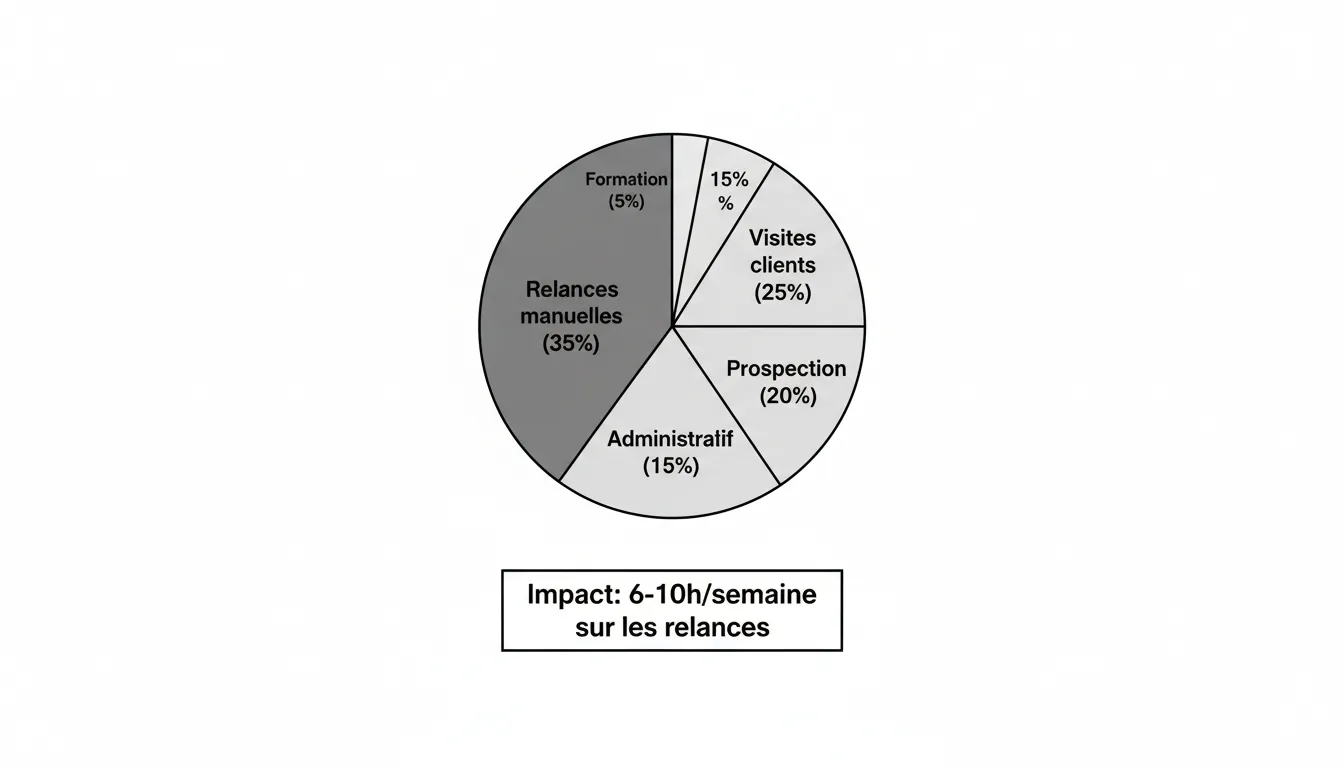 Répartition du temps commercial immobilier avec focus relances