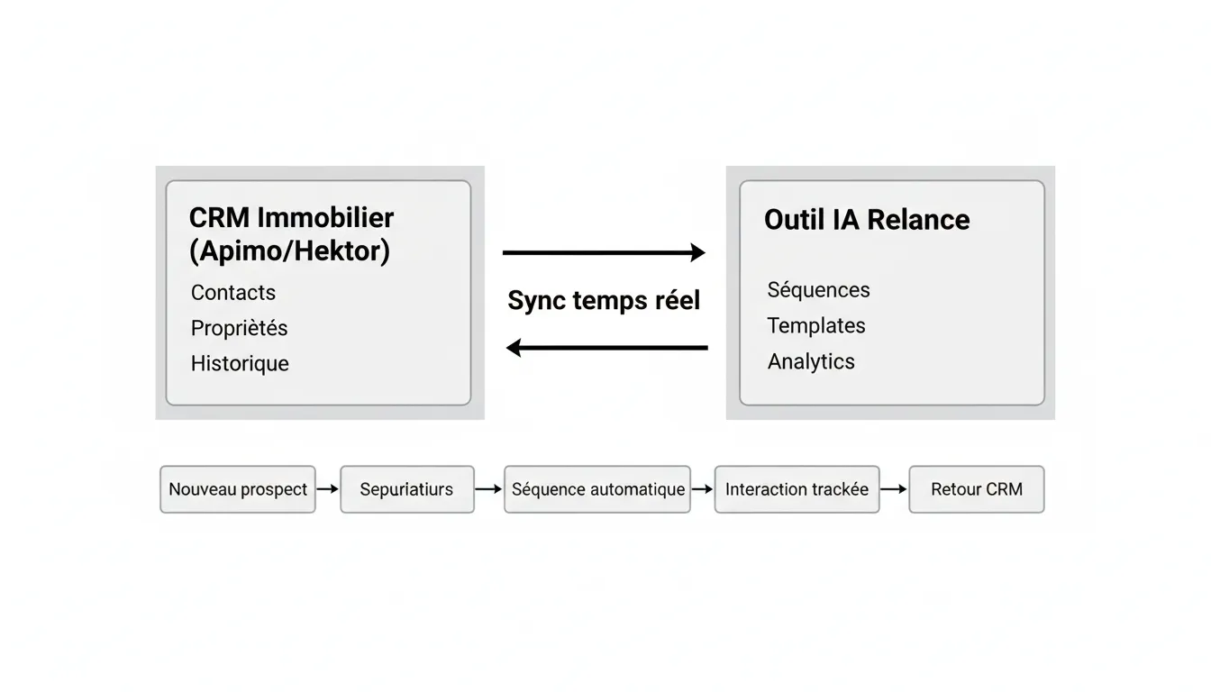 Schéma d'intégration entre outil IA et CRM immobilier