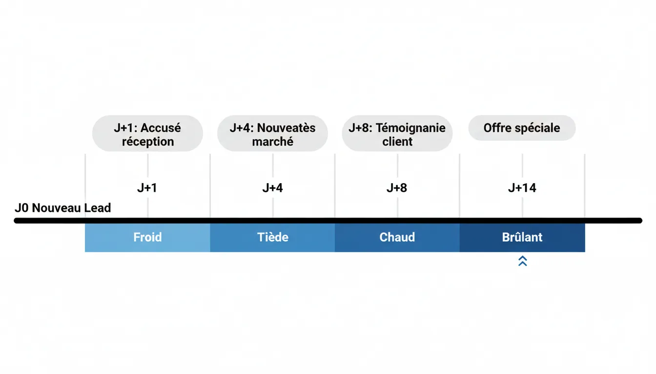 Timeline visuel des séquences de relance avec points de contact optimaux