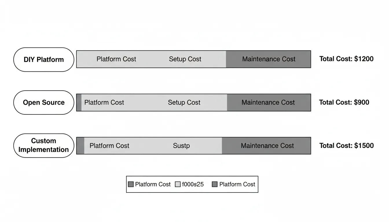 Cost breakdown chart showing platform fees, setup costs, and ongoing maintenance expenses